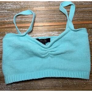Witty Fox Aqua Knit Bralette Crop Top Y2K Small Coquette Soft Girl Minimalist